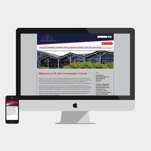 Homepage Design for St John's Innovation Centre Website Design by 2idesign Graphic Design Agency Cambridge